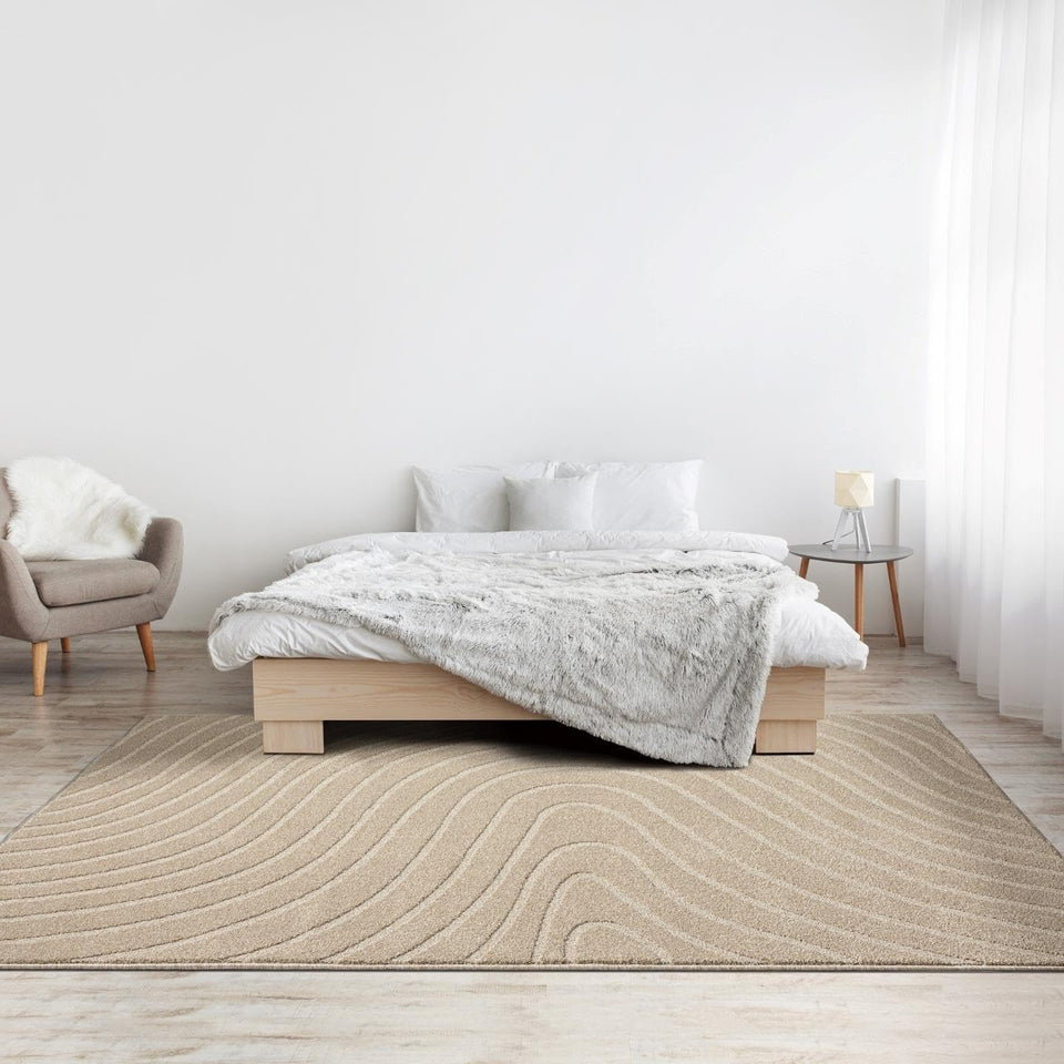 LUXE WEAVERS Modern Geometric Wave Cream 9x12 Area Rug