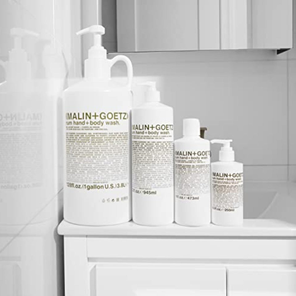 Malin + Goetz Rum Hand & Body Wash, 16 Fl. Oz. – Men & Women Natural Body Wash For All Skin Types, Foaming Hydrating Cleansing Gel, Cruelty-Free & Vegan