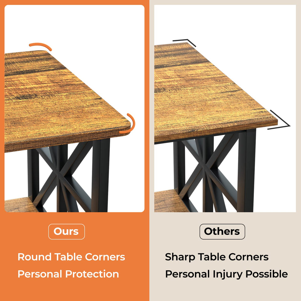 GreenForest Coffee Table for Living Room with Round Corners Farmhouse Style Center Table with Storage Shelf 39 Inch Space Saving Easy Assembly Gray Wash