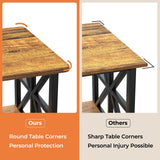 GreenForest Coffee Table for Living Room with Round Corners Farmhouse Style Center Table with Storage Shelf 39 Inch Space Saving Easy Assembly Gray Wash