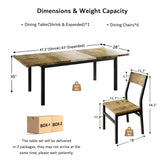 iPormis 7-Piece Dining Table Set with 6 Chairs, 63" Extendable Kitchen Table & Chairs Set for 4-6, Dining RoomTable with Solid Metal Frame & MDF Board, Perfect for Small Space, Easy Assembly, Walnut