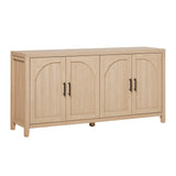 Walker Edison Sasha 4-Door Reeded Sideboard Buffet with Cord Management, 70 Inch, Coastal Oak