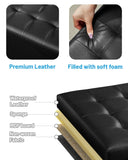 Bsketa Storage Ottoman, Folding Foot Stool with Thicker Foam Padded Seat Small Leather Storage Ottoman Bench Foot Rest for Living Room Foldable Coffee Table 17x13x13in,Black