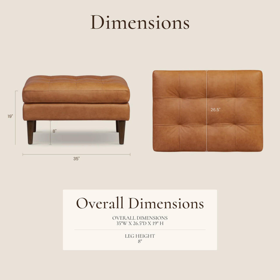 POLY & BARK Napa 72" Apartment Sofa – Italian-Tanned Full-Grain Pure-Aniline or Semi-Aniline Leather, Feather-Down Cushioning, Kiln-Dried Solid Wood Frame, Walnut Legs - Cognac Tan