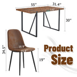 MUUOKY Dining Table Set for 4, Modern 55'' Wood Dinette Table Set for 4 with Fabric Dining Chairs,Table and Chairs Set of 4,Ideal for Kitchen Dining Room