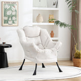 Welnow Lazy Chair with Ottoman, Modern Lounge Accent Chair with Armrests and a Side Pocket, Leisure Sofa Armchair, Reading Armchair with Footrest for Small Space, Dark Grey