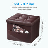 Bsketa Storage Ottoman, Folding Foot Stool with Thicker Foam Padded Seat Small Leather Storage Ottoman Bench Foot Rest for Living Room Foldable Coffee Table 17x13x13in,Black