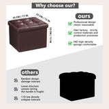 AmasSmile Storage Ottoman Folding Foot Rest Stool, Leather Footstool Bench, Short Ottoman Stool, Storage Foot Rest Store, Books (Black, 17" D x 13" W x 13" H)