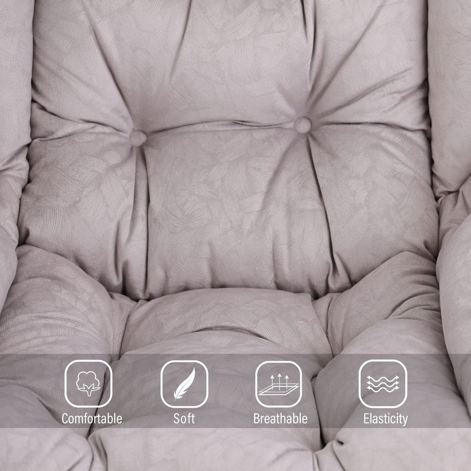 Welnow Lazy Chair with Ottoman, Modern Lounge Accent Chair with Armrests and a Side Pocket, Leisure Sofa Armchair, Reading Armchair with Footrest for Small Space, Dark Grey