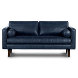 POLY & BARK Napa 72" Apartment Sofa – Italian-Tanned Full-Grain Pure-Aniline or Semi-Aniline Leather, Feather-Down Cushioning, Kiln-Dried Solid Wood Frame, Walnut Legs - Cognac Tan