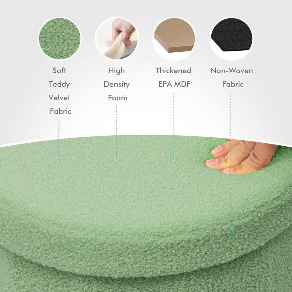 B FSOBEIIALEO Storage Ottoman Cube, Flowers Shaped Ottomans with Storage Foot Stool Footrest for Lving Room, Boucle Ottoman Seat for Dorm Room,Faux Teddy Fur, Cream White 12.6"x12.6"x12.6"