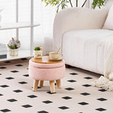 Wimarsbon Storage Ottoman, Modern Round Footrest with Soft Padded Seat, Teddy Velvet Footstool with Wood Legs, Accent Small Table or Plant Stand for Hallway, Living Room (Cream)