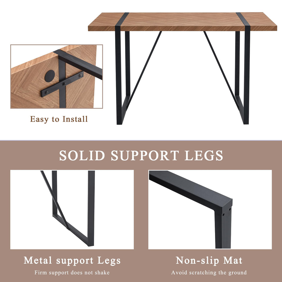 MUUOKY Dining Table Set for 4, Modern 55'' Wood Dinette Table Set for 4 with Fabric Dining Chairs,Table and Chairs Set of 4,Ideal for Kitchen Dining Room