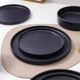 Stone Lain Celina Stoneware 32 Piece Dinnerware Set, Plates and Bowls, Black Matte Dish Collection, Service for 8 – Contemporary Minimalist Style, Microwave & Dishwasher Safe