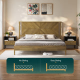 Bme Vivian 14 Inch Deluxe Bed Frame with Headboard, Rustic & Scandinavian Style with Solid Acacia Wood, No Box Spring Needed, 12 Strong Wood Slat Support, Easy Assembly, King, Rustic Golden Brown