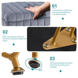 DUMOS Vanity Stool Chair, Ottoman with Storage, Makeup Cute Soft Small Footstool, Modern Style Faux Fur Seat with 4 Metal Legs & Adjustable Feet for Dressing, Living Room, Bedroom, Dorm, Grey