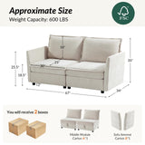 HULALA HOME 127'' Modular Sectional Sofa, Oversized U Shaped Couch with Storage Ottoman, Comfy Chenille Sofa with Deep Seat, 6 Seat Convertible Couches for Living Room, Beige