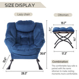 LITA Lazy Chair with Ottoman, Modern Accent Leisure Upholstered Lazy Sofa Armchair, Contemporary Lounge Reading Chair with Armrests and a Side Pocket for Living Room, Bedroom & Small Space, Dark Grey