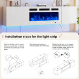 oneinmil 70" Floating TV Stand with 36" Electric Fireplace, Wall Mounted Fireplace Entertainment Center with Storage, Fire Place TV Console for Living Room, All Black