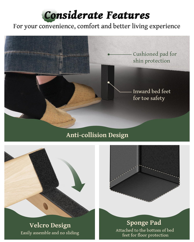 OHOHOLIVE King Size Bed Frame with 56" Headboard - 1000LBS Capacity Support, Velvet Upholstered Wingback Platform Bed Frame, Noise Free, Sturdy Wooden Slat Support