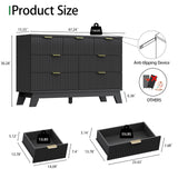 Fluted Dresser for Bedroom with 9 Drawers, 57" Wide Modern Chest of Drawers with Metal Handle, Wooden Dresser TV Stand, Wood Closet Clothes Storage Organizer for Living Room, Hallway, Natural Oak