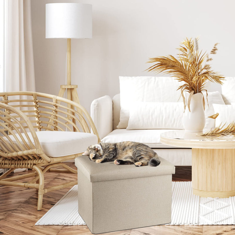 ALASDO Storage Ottoman Footrest Stool Small Ottoman with Storage Foldable Ottomans Foot Rest Footstool Bench for Living Room 17x13x13inches Grey