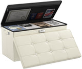 DocSafe Storage Ottoman with Lock,Fireproof Folding Ottoman Foot Rest Stool Storage Chest with Storage Safe for Important Documents,Waterproof 17 Inches Short Ottoman Foot Stool with Handles,Black