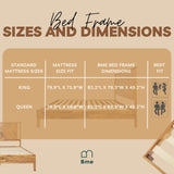 Bme Vivian 14 Inch Deluxe Bed Frame with Headboard, Rustic & Scandinavian Style with Solid Acacia Wood, No Box Spring Needed, 12 Strong Wood Slat Support, Easy Assembly, King, Rustic Golden Brown