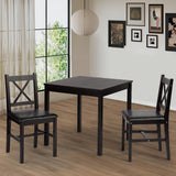 FDW | 5-Piece Solid Wood Dining Table Set for 4 | Brown | Pine Kitchen Table with Upholstered Chairs | Space-Saving Design | Smooth Easy-to-Clean Surface | for Dining Room, Apartment, Restaurant