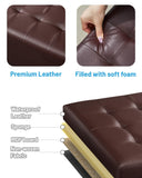 Bsketa Storage Ottoman, Folding Foot Stool with Thicker Foam Padded Seat Small Leather Storage Ottoman Bench Foot Rest for Living Room Foldable Coffee Table 17x13x13in,Black