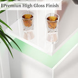 AMERLIFE Fireplace TV Stand with 36" Fireplace, 70" Modern High Gloss Fireplace Entertainment Center LED Lights, 2 Tier TV Console Cabinet for TVs Up to 80", Obsidian Black