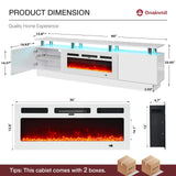 OneBlis 70" TV Stand for Living Room, Modern Entertainment Center & Media Console, Fits TVs up to 80", Storage Cabinet with Shelves, 36" Electric Fireplace with LED Flame (All Black)