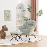 Welnow Lazy Chair with Ottoman, Modern Lounge Accent Chair with Armrests and a Side Pocket, Leisure Sofa Armchair, Reading Armchair with Footrest for Small Space, Dark Grey