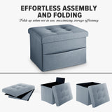 LINMAGCO Ottoman Storage Ottoman with Storage Small Foot Rest Stool Under Desk Stool Short Folding Footrest Linen Cloth Dark Gray 16X12X12IN