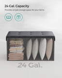 SONGMICS MAZIE Collection - 43 Inches Folding Storage Ottoman Bench, Ottoman with Storage, Foot Rest Stool, Load 660 lb, for Living Room, Synthetic Leather, Black ULSF701