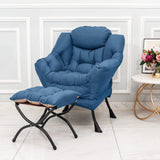 Welnow Lazy Chair with Ottoman, Modern Lounge Accent Chair with Armrests and a Side Pocket, Leisure Sofa Armchair, Reading Armchair with Footrest for Small Space, Dark Grey