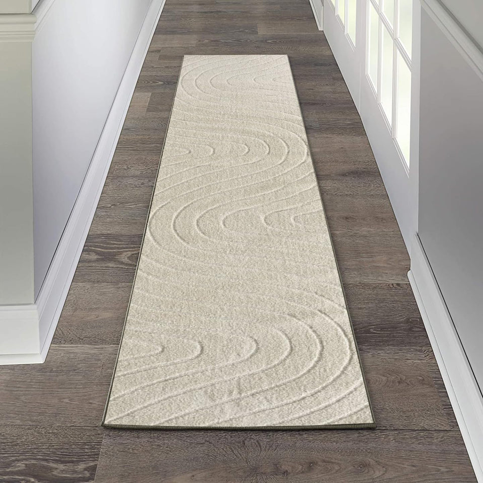 LUXE WEAVERS Modern Geometric Wave Cream 9x12 Area Rug