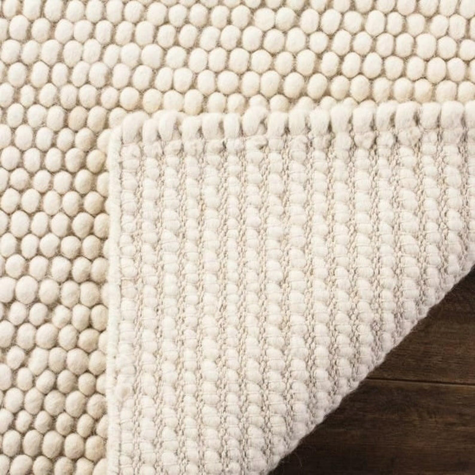 S & L Homes Wool Cotton Hand Woven Chunky Knit Popcorn Rug - Ivory Contemporary Area Rug for Living Room Bedroom (8' x 10' - Ivory)