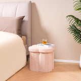 B FSOBEIIALEO Storage Ottoman Cube, Flowers Shaped Ottomans with Storage Foot Stool Footrest for Lving Room, Boucle Ottoman Seat for Dorm Room,Faux Teddy Fur, Cream White 12.6"x12.6"x12.6"