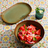 Bloomhouse Santorini Mist Double Bowl Terracotta Reactive Glaze Plates and Bowls Dinnerware Set - Amber, Service for Four (16pcs)