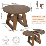 43.3in-59in Extendable Round Dining Table for 4-8,Modern Kitchen Oval Dining Table with Removable Leaves Space Saving,Wood Base with Storage Shelf for Kitchen Living Room (Walnut)