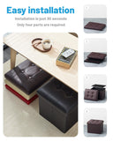 AmasSmile Storage Ottoman Folding Foot Rest Stool, Leather Footstool Bench, Short Ottoman Stool, Storage Foot Rest Store, Books (Black, 17" D x 13" W x 13" H)