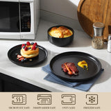 MALACASA Plates and Bowls Sets, 24 Pieces Modern Porcelain Dinnerware Set for 6 Ceramic Dishware Dishes White Kitchen Dinner Dining Ware Set wtih Black Rim Microwave and Dishwasher Safe, Series LUNA