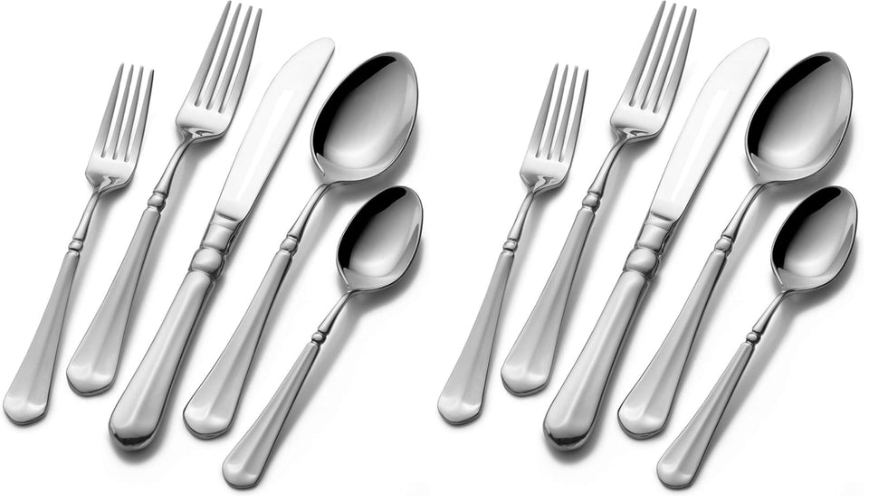 Mikasa Regent Bead 65-Piece Flatware Set for 12, 18/10 Stainless Steel Silverware with Full Service and Serving Utensils, Classic Beaded Edge Design