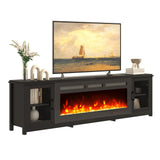 oneinmil 80" Fireplace TV Stand, 50 Inch Electric Fireplace & Modern Entertainment Center, TV Console with Adjustable Shelf & Glass Door for TVs Up to 90", Fire Place TV Stands for Living Room, Black