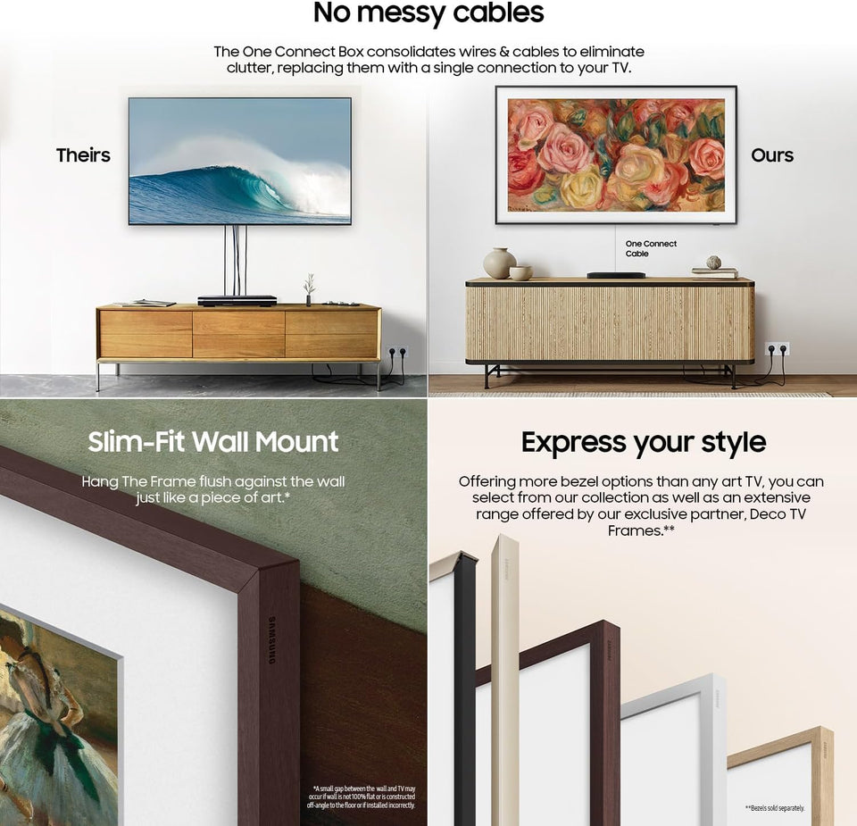 SAMSUNG 65-Inch Class QLED 4K LS03D The Frame Series Quantum HDR Smart TV w/Dolby Atmos, Art Mode, Anti-Reflection, Customizable Frame, Slim Fit Wall Mount with Alexa Built-in (QN65LS03D, 2024 Model)