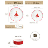 MALACASA Plates and Bowls Sets, 24 Pieces Modern Porcelain Dinnerware Set for 6 Ceramic Dishware Dishes White Kitchen Dinner Dining Ware Set wtih Black Rim Microwave and Dishwasher Safe, Series LUNA