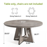 LITTLE TREE Round Dining Table for 4-6 People, 47 Inches Dining Room Table with Wooden Pedestal Base, Brown Dinner Tables, Circle Kitchen Tables for Dining Room, Kitchen, Living Room(Table Only)