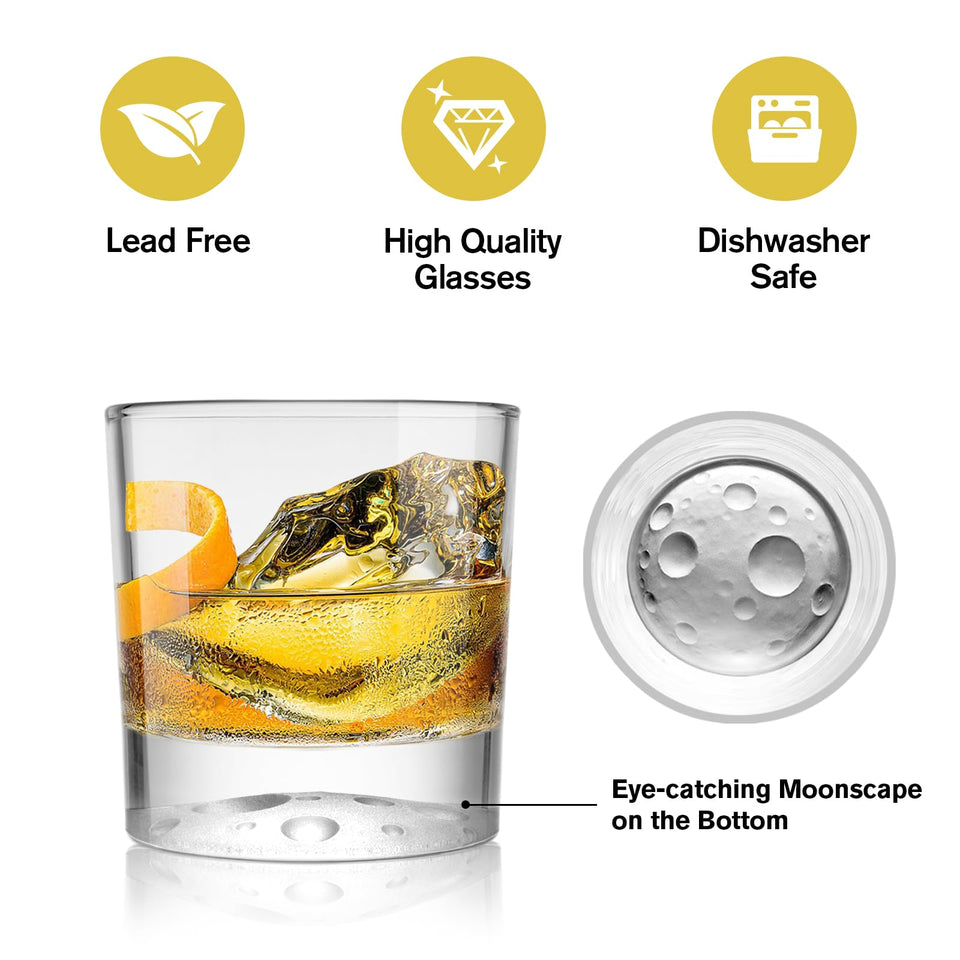 Triplorare Whiskey Glasses Set of 6, 11 OZ Old-Fashioned, Rum & Scotch Glasses