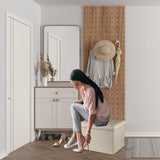 ALASDO Storage Ottoman Footrest Stool Small Ottoman with Storage Foldable Ottomans Foot Rest Footstool Bench for Living Room 17x13x13inches Grey